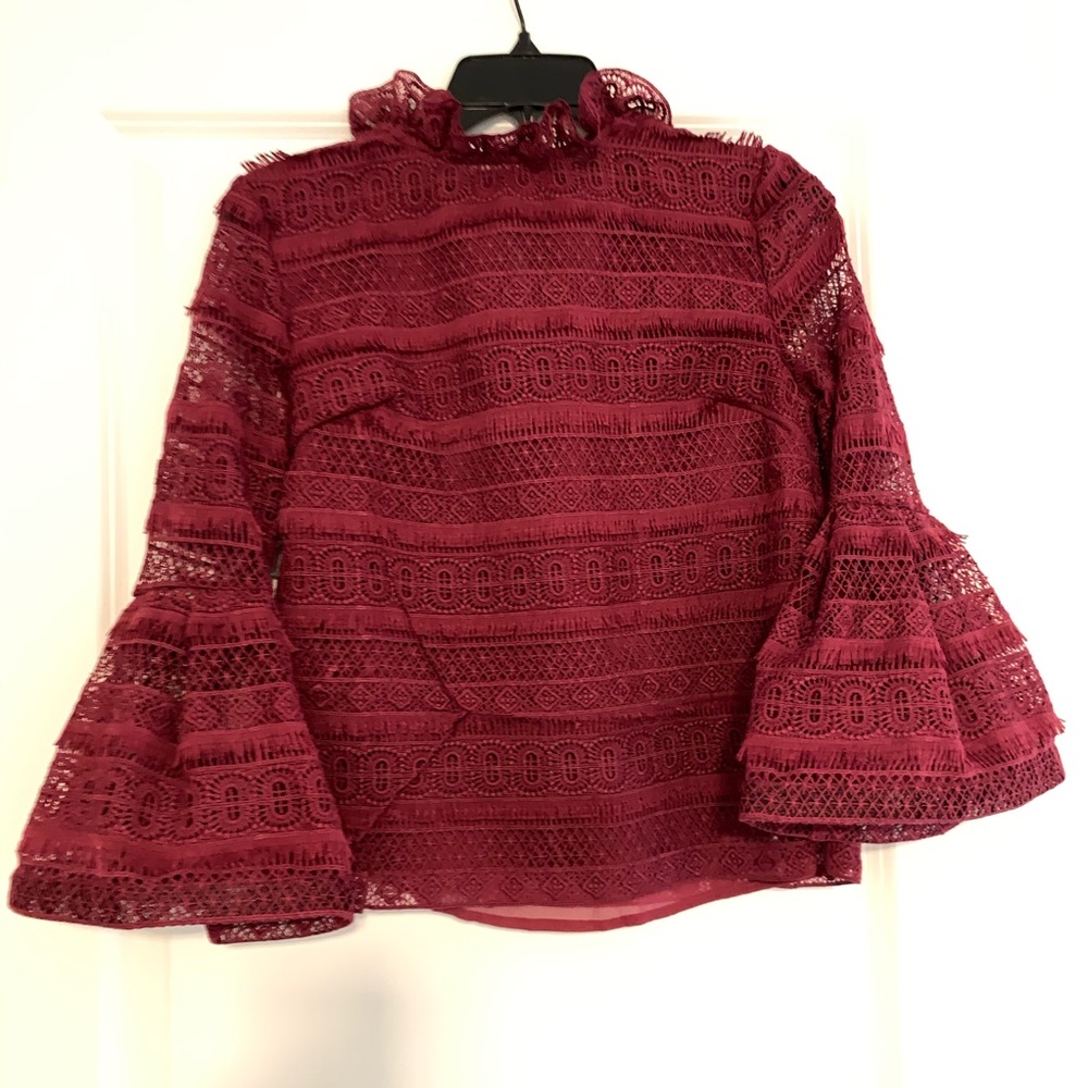 INA Burgundy Bell Sleeve Blouse